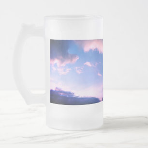 Pink clouds frosted glass beer mug