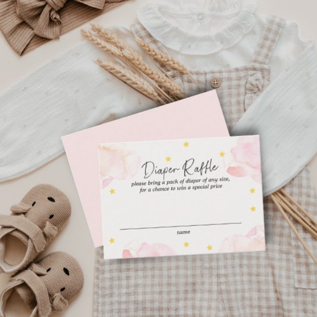 Pink Clouds Girl Baby Shower Diaper Raffle Card (Creator Uploaded)