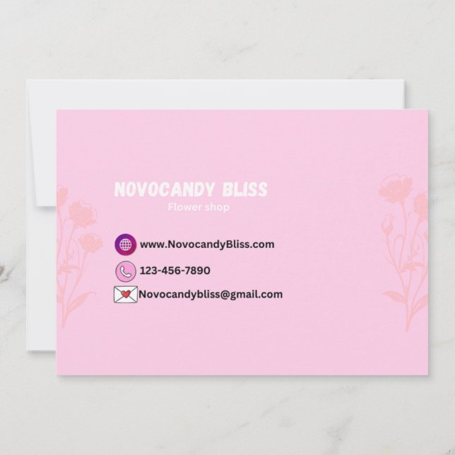 Pink Clouds Heart Thank you card Small Business (Back)