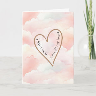 Pink Clouds Love Heart Card