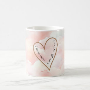 Pink Clouds Love Heart Coffee Mug