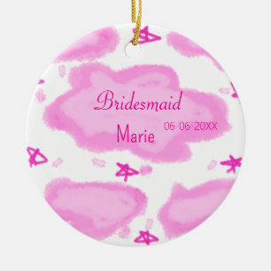  pink clouds pastel stars bridesmaid girly modern  ceramic tree decoration