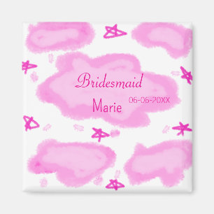  pink clouds pastel stars bridesmaid girly modern  magnet