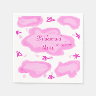 pink clouds pastel stars bridesmaid girly modern napkin