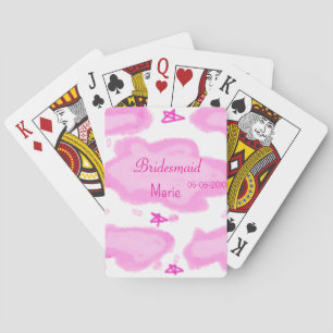 pink clouds pastel stars bridesmaid girly modern playing cards