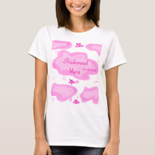  pink clouds pastel stars bridesmaid girly modern  T-Shirt