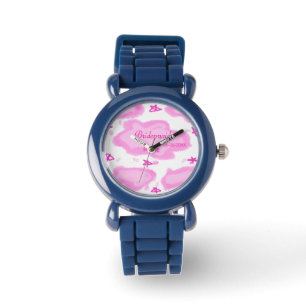 pink clouds pastel stars bridesmaid girly modern watch