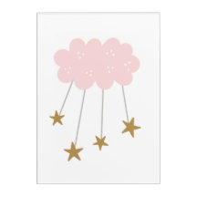 Pink Clouds Stars Boho Pink Grey Girly