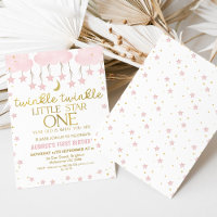 Pink Clouds Twinkle Twinkle Star 1st Birthday 
