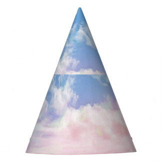Pink Clouds Watercolor: Gradient Sky. Party Hat