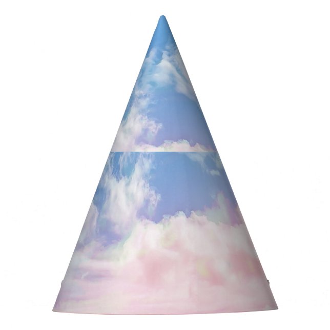 Pink Clouds Watercolor: Gradient Sky. Party Hat (Front)