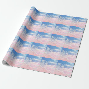 Pink Clouds Watercolor: Gradient Sky. Wrapping Paper