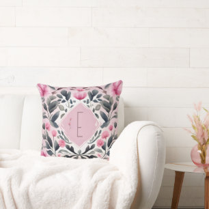 Pink Clover and Sage Monogram Cushion