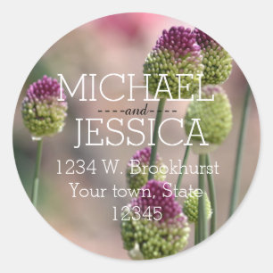Pink Clover Flowers Personalised address Classic Round Sticker
