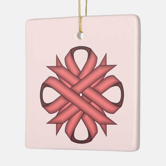 Pink Clover Ribbon by Kenneth Yoncich Ceramic Tree Decoration (Left)