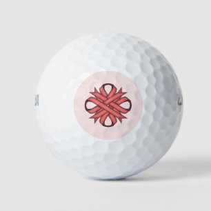 Pink Clover Ribbon by Kenneth Yoncich Golf Balls