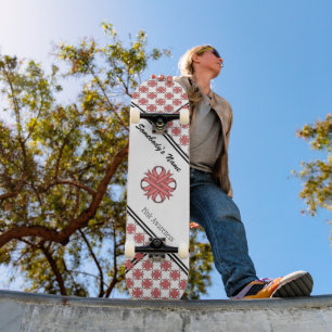 Pink Clover Ribbon by Kenneth Yoncich Skateboard
