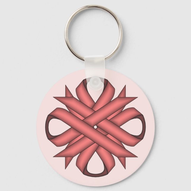 Pink Clover Ribbon Key Ring (Front)
