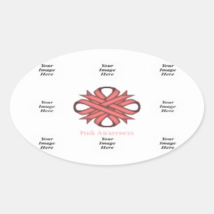 Pink Clover Ribbon Template by Kenneth Yoncich Oval Sticker