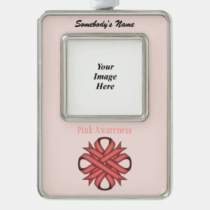 Pink Clover Ribbon Tmpl (V-O) by Kenneth Yoncich Silver Plated Framed Ornament