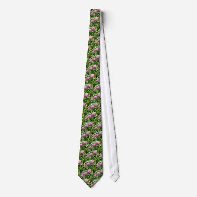 Pink Clover Wildflower - Trifolium pratense Tie (Front)