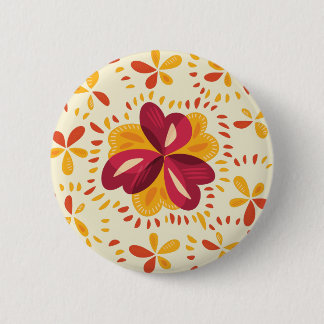 Pink Clovers Abstract With Orange Yellow Accents  6 Cm Round Badge