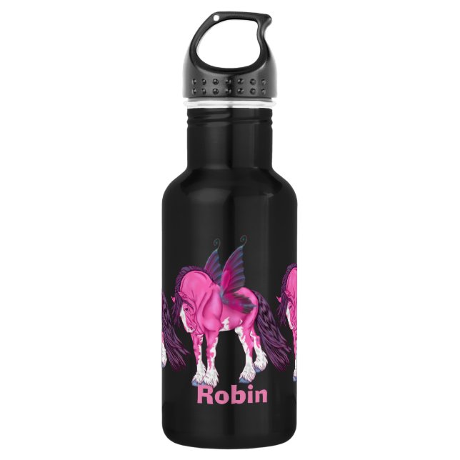 Pink Clydesdale Fantasy Fairy Horse 532 Ml Water Bottle (Front)