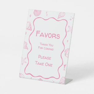 Pink Coastal Beach Baby Shower Favor  Pedestal Sign