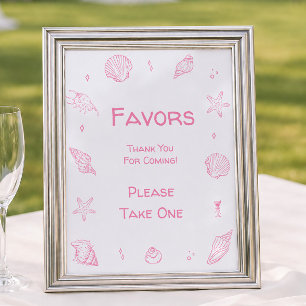 Pink Coastal Beach Beach Baby Shower Favour  Poster