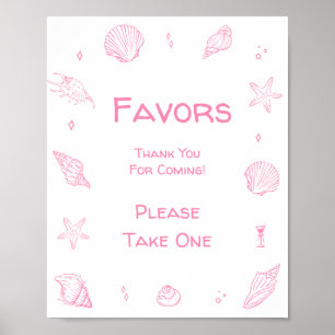 Pink Coastal Beach Beach Baby Shower Favour  Poster