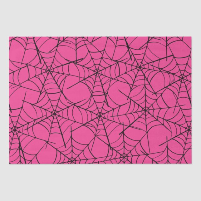 Pink Cobweb Halloween  Tissue Paper (Front)