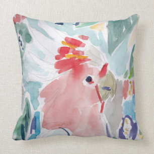 Pink Cockatoo Watercolor Cushion