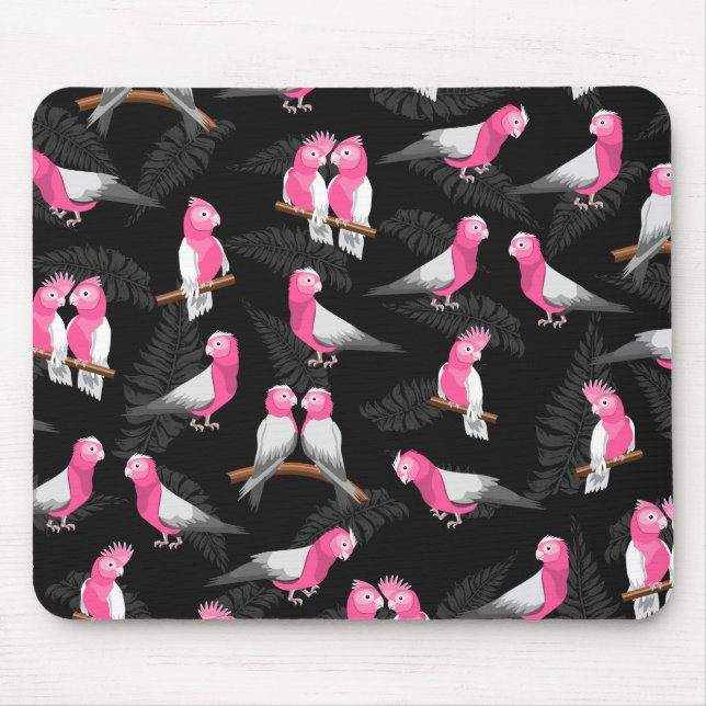 Pink cockatoos bird pattern mouse mat (Front)