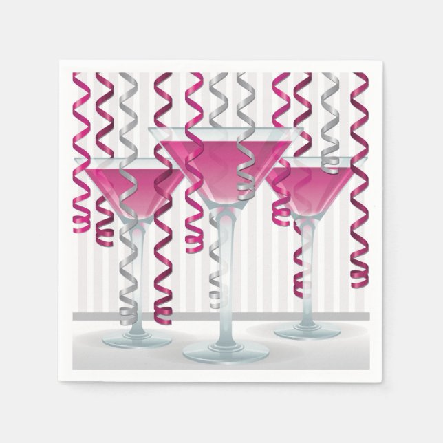 Pink cocktail and ribbon napkin (Front)