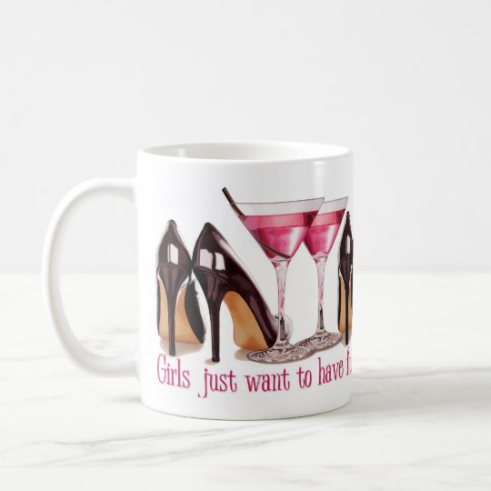Pink cocktail and stilettos coffee mug