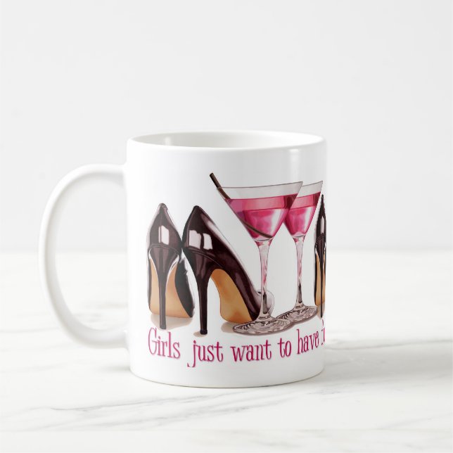 Pink cocktail and stilettos coffee mug (Left)