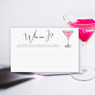 Pink cocktail Bridal shower Who am I game Stationery