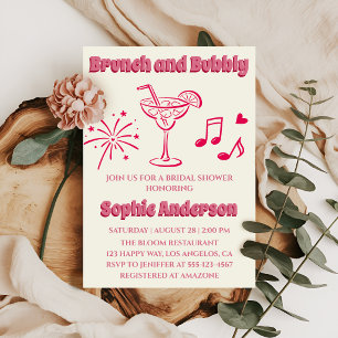 Pink Cocktail Brunch and Bubbly Bridal Shower  Invitation