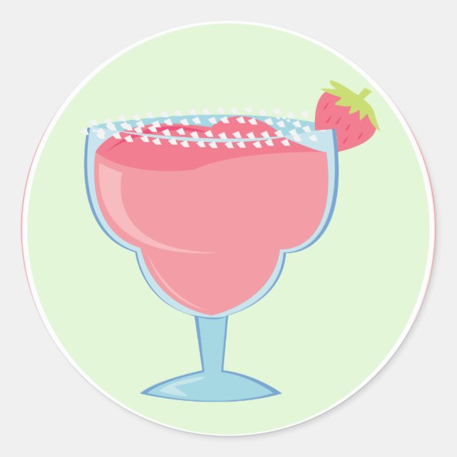 Pink Cocktail Glass Classic Round Sticker (Front)