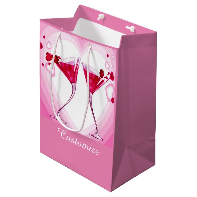 Pink Cocktail Glasses Gift Bag (Front Angled)