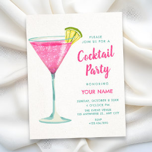 Pink cocktail invitation