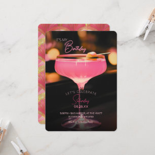 Pink Cocktail It's My Birthday Invitation