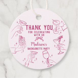 Pink Cocktail Party Bachelorette Dessert Favour Tags
