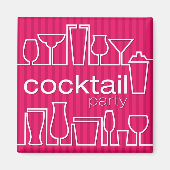 Pink cocktail party magnet (Front)