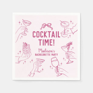 Pink Cocktail Party Retro Bachelorette Party Napkin