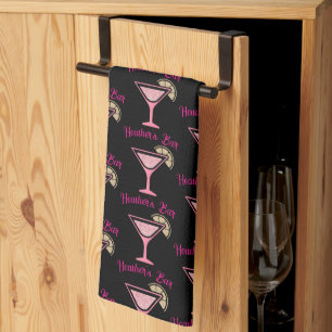 Pink Cocktail Personalized Bar Towel