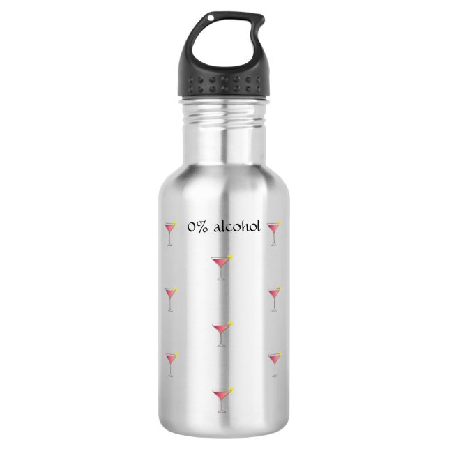 Pink cocktail with lemon slice no alcohol metallic 532 ml water bottle (Front)
