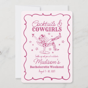 Pink Cocktails and Cowgirls Nash Bash Bachelorette Invitation