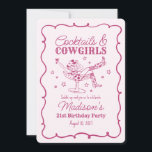 Pink Cocktails and Cowgirls Nash Bash Birthday Invitation<br><div class="desc">Get ready to celebrate your birthday girl in true Nashville style with this Cocktails and Cowgirls Collection! Featuring a chic cowgirl lounging in a cocktail glass and playful pink accents, it’s giving Nashville Girls Night vibes. Grab your boots and your besties because this is going to be a party to...</div>