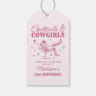 Pink Cocktails and Cowgirls Rodeo Birthday Favor Gift Tags